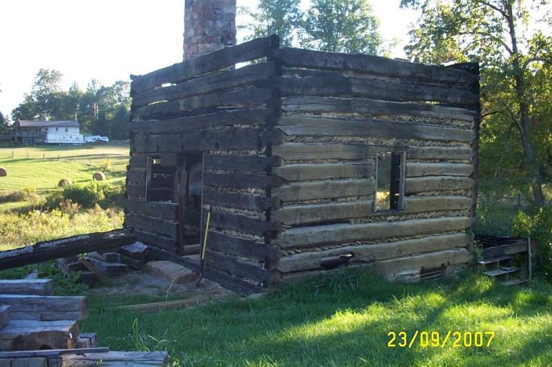 Jacob Pricketts cabin, Pricketts Fort, WV. Torched by arson. Image